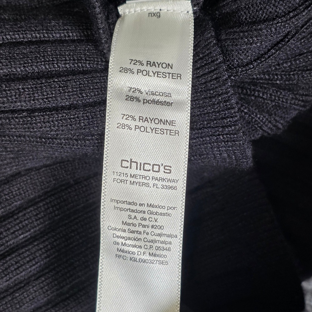 Chicos Cold Shoulder Ribbed Full‎ Zip Sweater Women's Size 3 US XL Mock Neck NEW - Picture 4 of 10